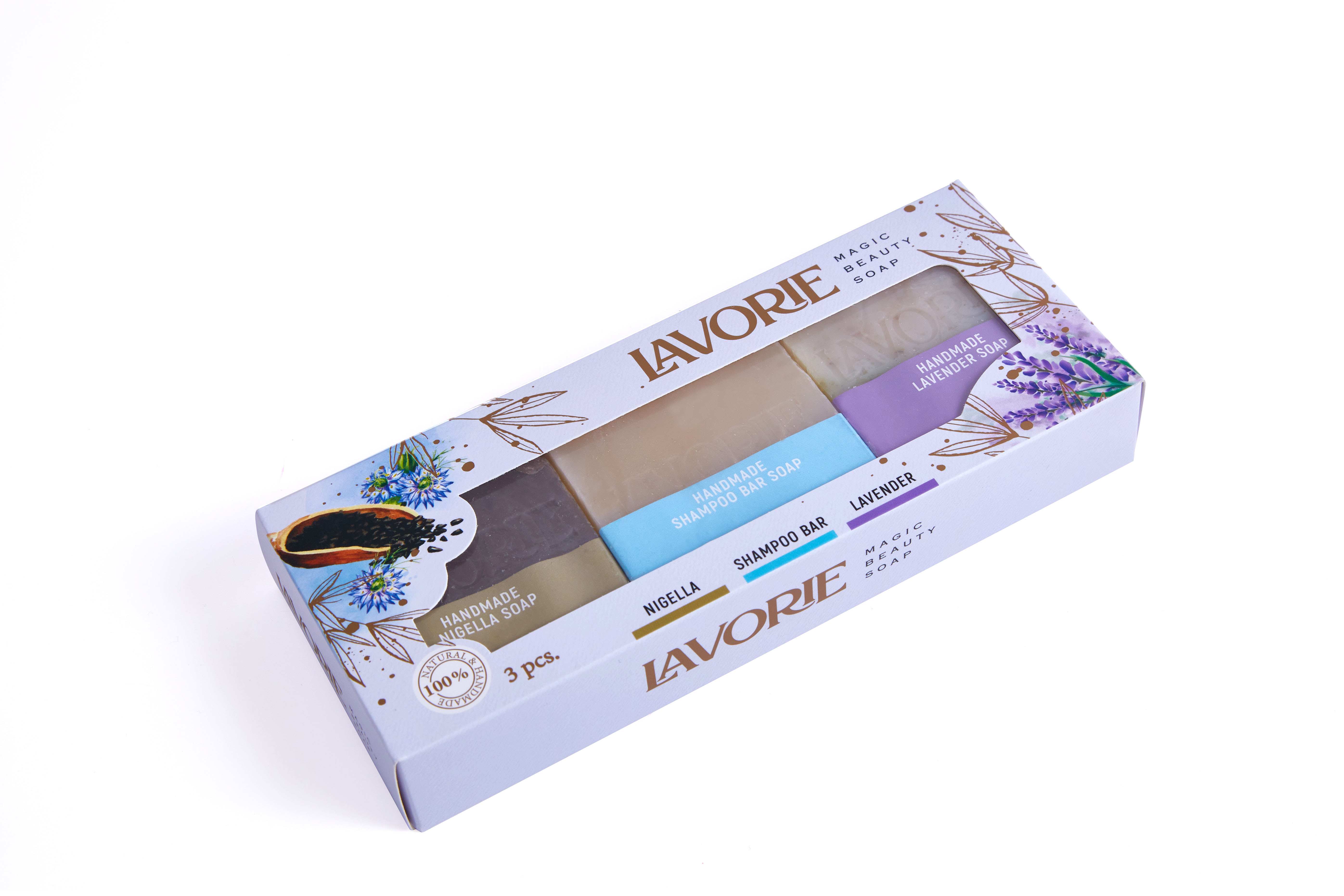 LAVORIE NIGELLA & SHAMPOO BAR & LAVENDER SOAP
